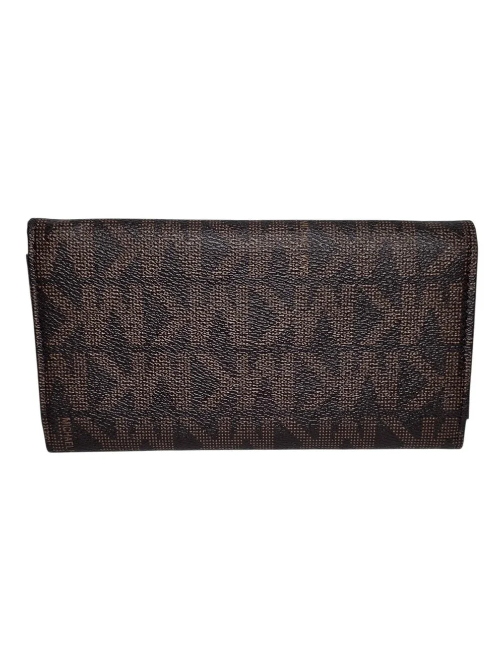 Michael Kors Wallet Brown Signature Coated Canvas Fulton Flap Carryall